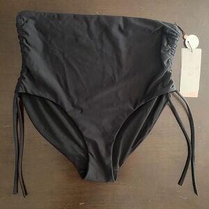 Calia Black High Rise Waist Tummy Tuck Swim Bikini Bottom Medium NWT